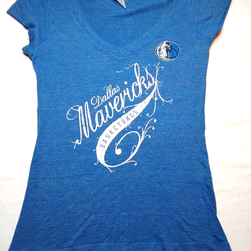 Dallas Mavericks Vneck Blouse Tee Featuring Team Logo and Name Medium